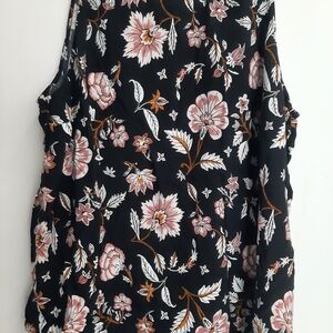 Old Navy Black Floral Tank Top